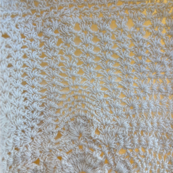 VINTAGE CREAM BOHO CROCHET KNIT ROMANTIC BLOUSE - SIZE 1X - Picture 14 of 16